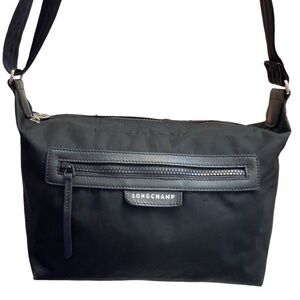 Longchamp black nylon messenger bag